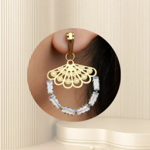 Zubelin Elegant Gold Finish Hoop Earring with AD Stones - Image 3