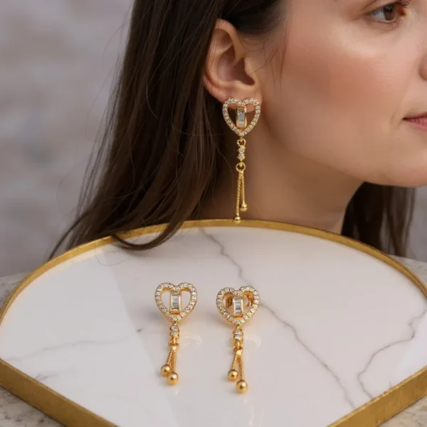 ZEPR001 Zubelin Heart Charm Dangler Earrings