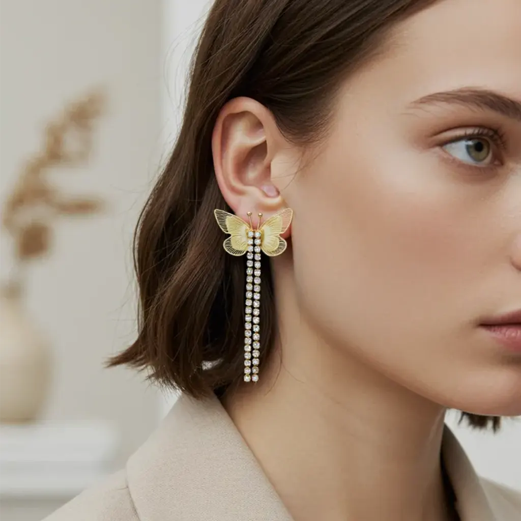 Zubelin Golden Butterfly Cascade Earrings