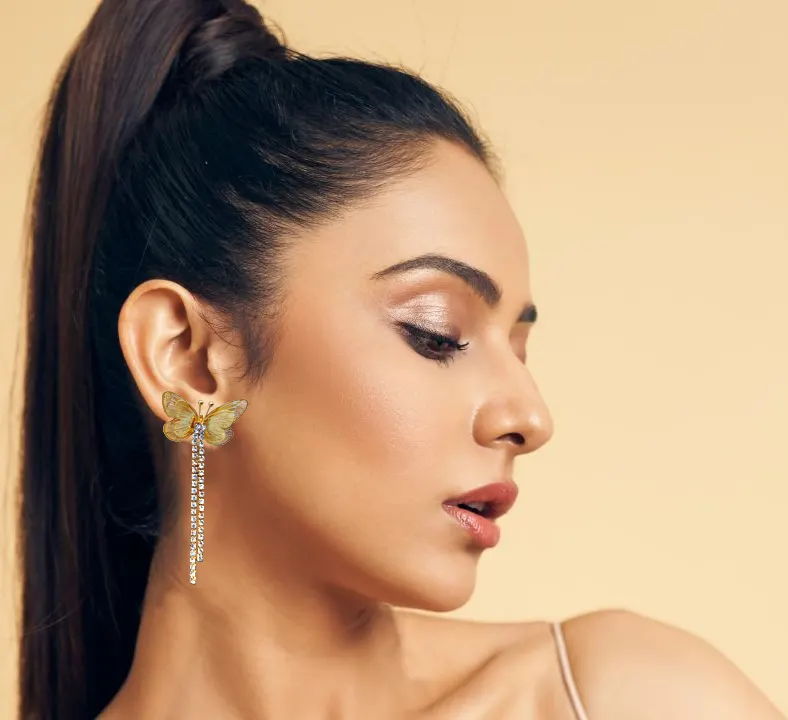 Zubelin Golden Butterfly Cascade Earrings